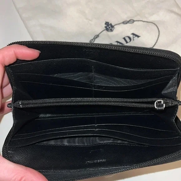 Prada Saffiano Black Zip Wallet - Picture 4 of 8